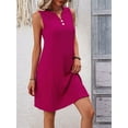 thumbnail image 3 of Women Summer Dresses for Island Vacation Sleeveless V Neck Tunic Dress Casual Beach Sundress Rose Red M, 3 of 8