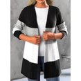 thumbnail image 6 of Women'S Long Sleeve Open Front Casual Cardigan Fashion Color Block Knitted Coat Sweaters Outerwear Black XL, 6 of 8