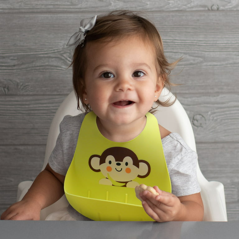 Parent's Choice Silicone Monkey Scoop Feeding Bib - Yellow