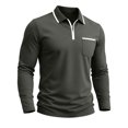 thumbnail image 5 of Busydd Quarter Zip Pullover Men Casual Solid Color Long Sleeve Shirts Trendy Comfortable Lapel Shirts for Men with Chest Pocket 2XL, 5 of 7