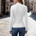 thumbnail image 6 of cocolona Womens Mock Neck Thin Sweater Solid Color Flare Sleeve Trendy Slim Basic Layer Sweater Ribbed Knit Fall Tops, 6 of 7