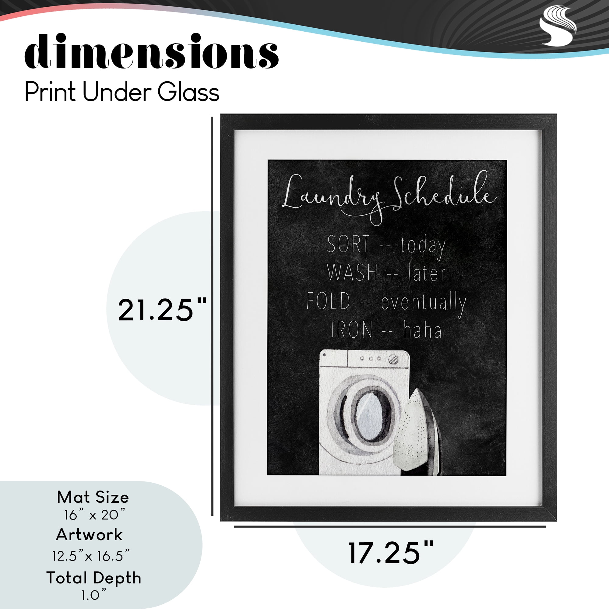 Lazy Laundry Schedule Humor Black Framed Print Under Glass, design by Kim Allen