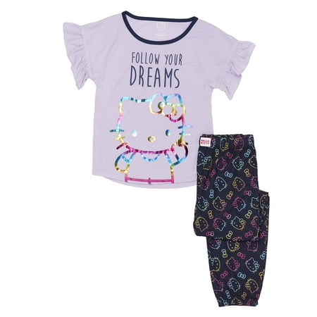Girls' Hello Kitty Girl's Ruffle Sleeve 2 Piece Pajama Sleep Set (Little Girl & Big Girl)