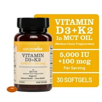 NatureWise Vegan Vitamin D3 5000IU   K2 - Organic Coconut MCT Oil - 30 Softgels[30-Day Supply]