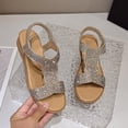thumbnail image 6 of Narveanno Wedge Sandals for Women Bohemia Rhinestone Open Toe Roman Heel Summer Dressy Women's Beach Casual Shoes Gold 7.5, 6 of 7