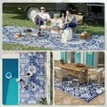 thumbnail image 5 of Beyamis Outdoor Rug 9x18 Reversible Waterproof Plastic Straw Mat for Patio Decor Portable Outside RV Camping Carpet for Backyard Porch Deck Picnic Blue & White Floral, 5 of 8