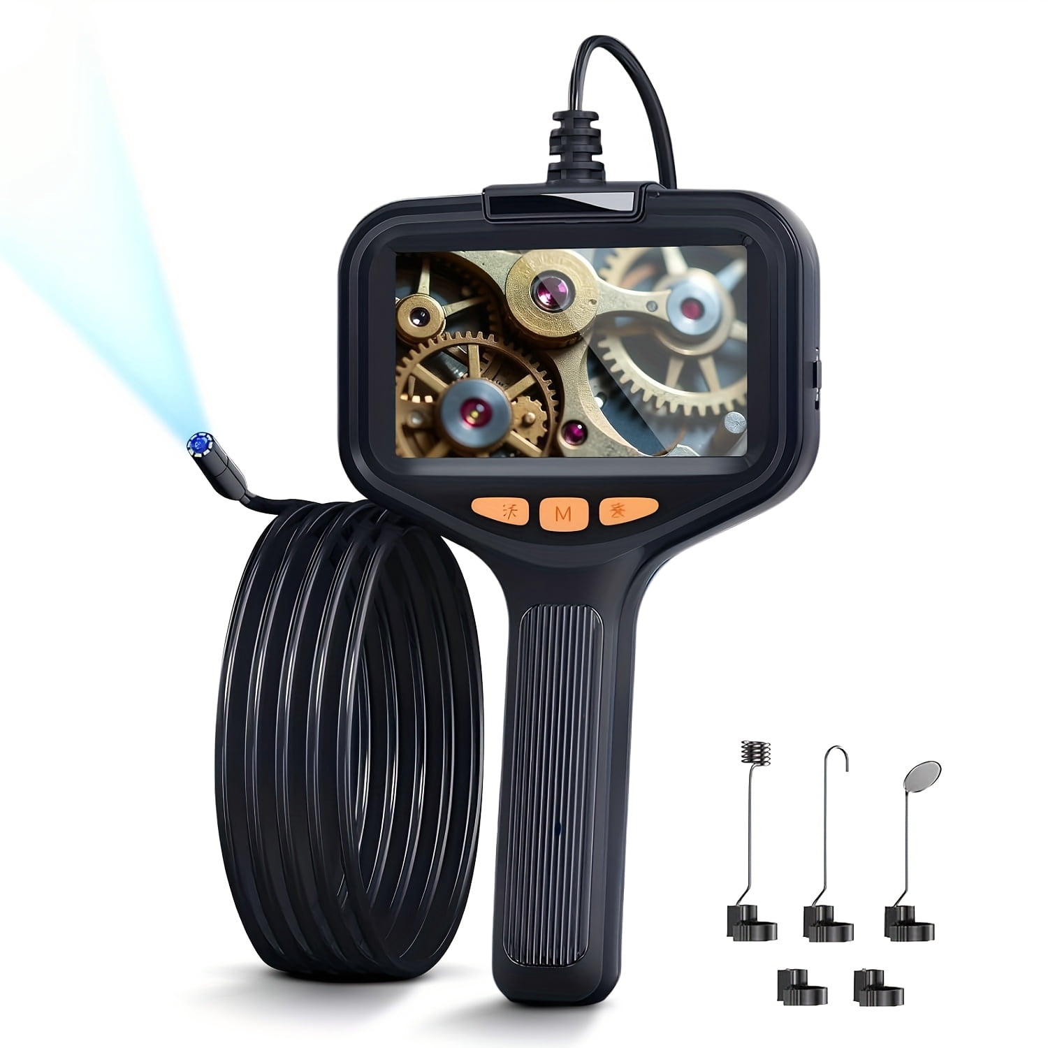 St. Patrick's Day Gifts Endoscope, 1080P HD Industrial Borescope with 4.3" Screen & Light, Semi-Rigid Cable, IP67 Waterproof Camera for Pipe Plumbing Engine Inspection, Electrician Gifts