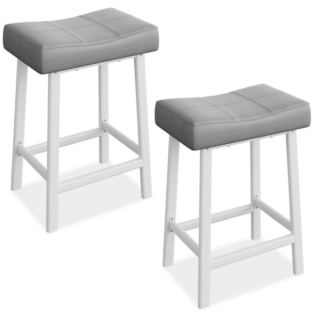 QinaQin Bancos para barra de 24 pulgadas con asiento curvo acolchado, diseño tapizado y fácil armado para isla de cocina o desayunador