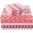 thumbnail image 1 of Queen Bed Sheets Set 4 Pieces Flannel Sheets Set Luxury Bed Sheets Warm and Cozy Bed Sheet Set with 15" Deep Pockets - Flakes Stripes, Queen, 1 of 8