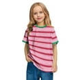 thumbnail image 5 of Jalioing Kids Striped Short Sleeve T Shirt Crew Neck Casual Basic Tee Shirt Boys Girls Summer Loose Tops, 5 of 8