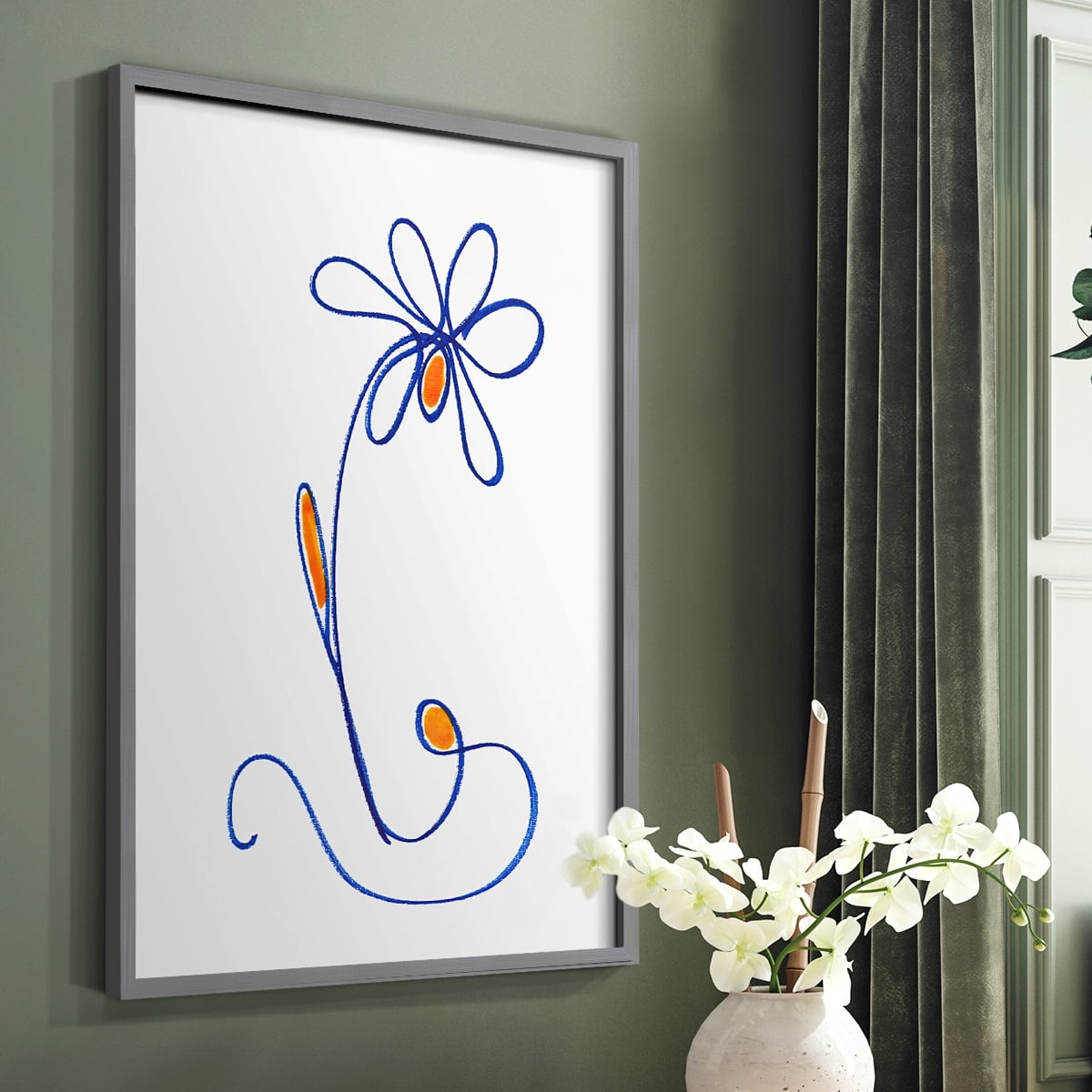 Wobbly Blooms II Framed Print - Solid Wood in Single Picture Frame Solid Wood 2 Framed Print