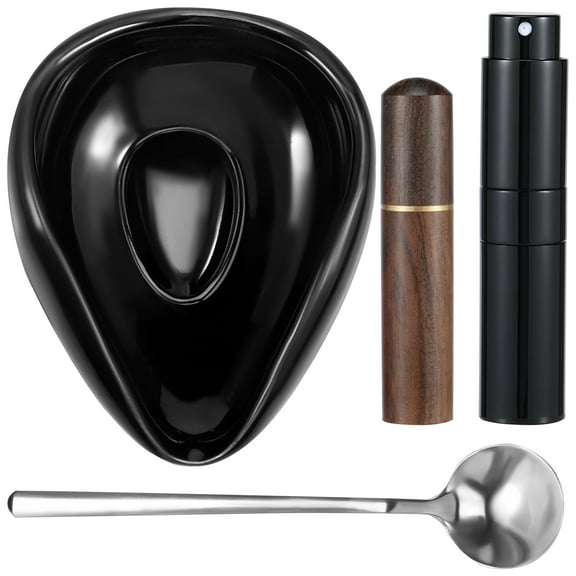 Coffee Bean Dosing Cup and 10ml Spray Bottle Set Ceramic Coffee Dosing Tray with Espresso Distribution Tools and Spoon Reusable Coffee Bean Measuring Cup Dosing Vessel Tray Kit for Making Coffee