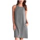 thumbnail image 2 of ICHUANYI Clearance Women's Spring/Summer Sleeveless Casual Tank Top Dress Solid Loose Round Neck Pleated Cotton Linen Dress(Gray, S) ICHUANYI WER2023081005488, 2 of 6