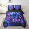 thumbnail image 2 of Manfei Female Men Blue Butterfly Twin Bedding Sets 7-Piece,Chic Floral Flowers Bedding Comforter Set Microfiber,Abstract Gradient Breathable Sheet Sets,Microfiber Bedroom Decor,Reversible, 2 of 8