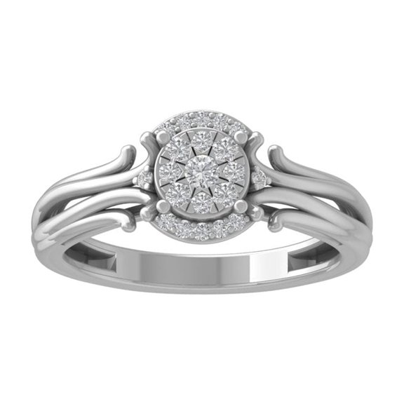 Araiya Fine Jewelry10K White Gold Diamond Composite Cluster Ring (1/5 cttw, I-J Color, I2-I3 Clarity) Size 7.5