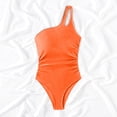 thumbnail image 4 of Sevevn Women's One Shoulder Ruched One Piece Swimsuit Tummy Control Cutout Bathing Suit Orange L, 4 of 5