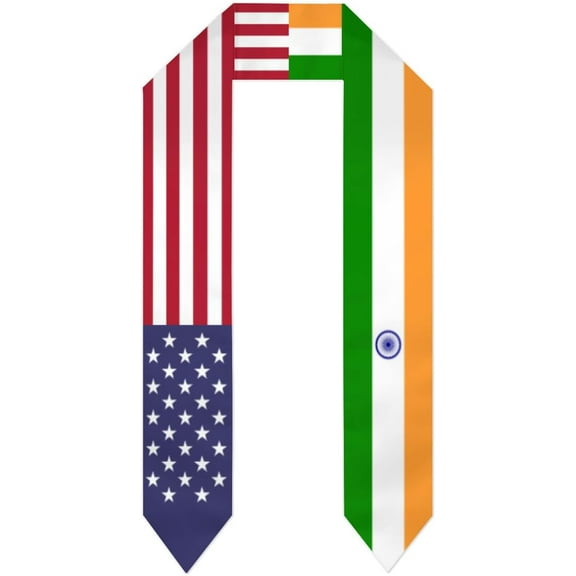 India Bharat & USA United States Flag Graduation Stole For International Student Sash Stole Pride Cheers Shawls