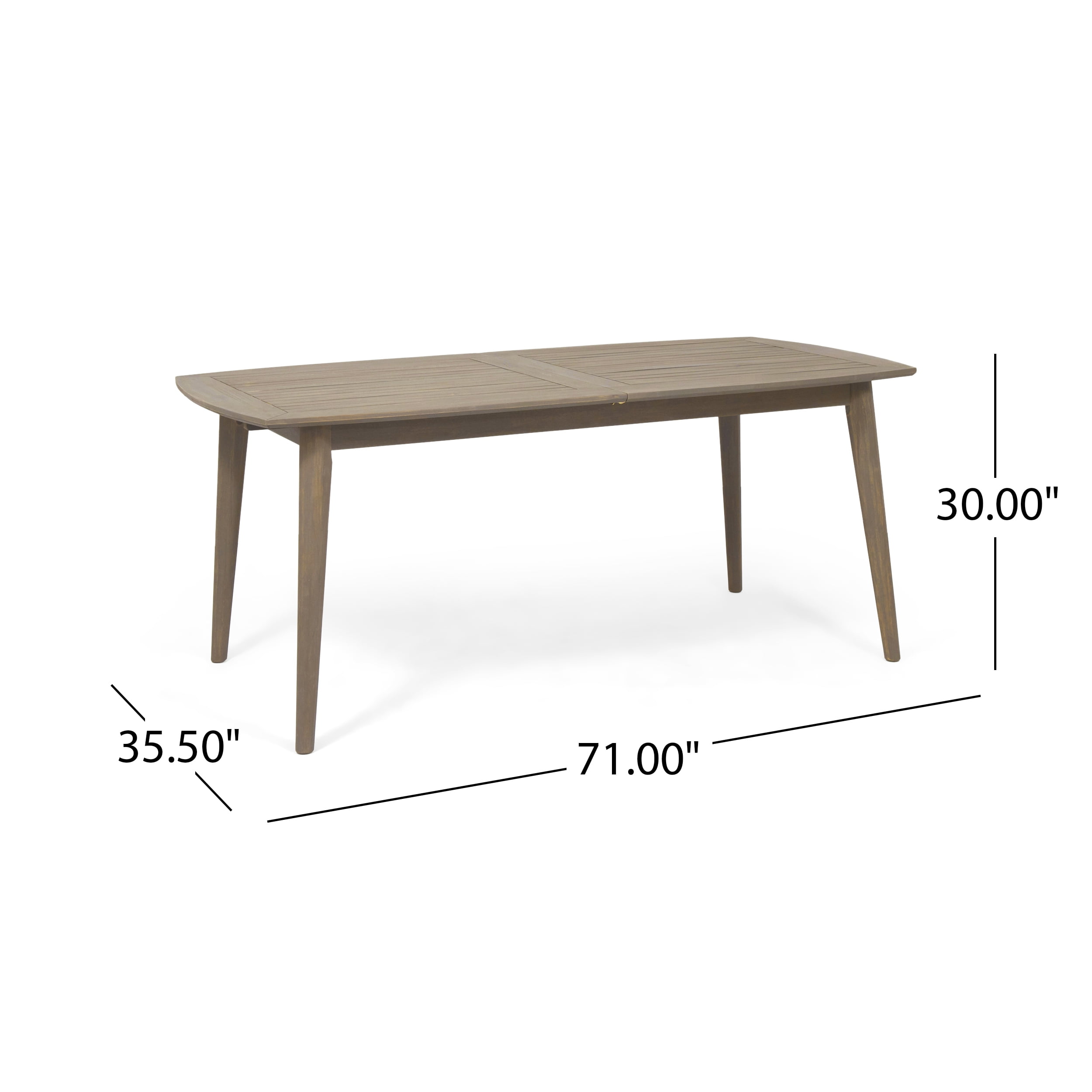 Outdoor Expandable Dining Table, Solid Acacia Wood Structure for Patio Garden, Gray