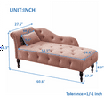 thumbnail image 4 of Aijia 60.6" Velvet Chaise Lounge Buttons Tufted Nailhead Trimmed Solid Wood Legs with 1 Pillow,Burgundy (Left Arm Design) (Pink), 4 of 6