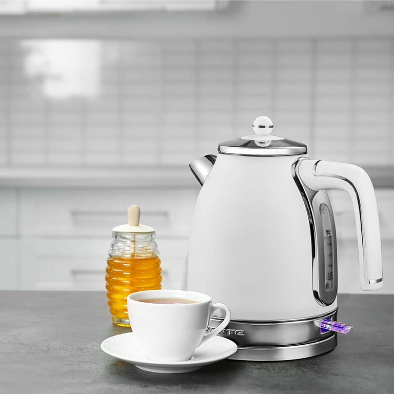 Stainless Steel Electric Hot Water Kettle with Visible Window- 1.7 Liter,  Silver, 1 unit - Foods Co.