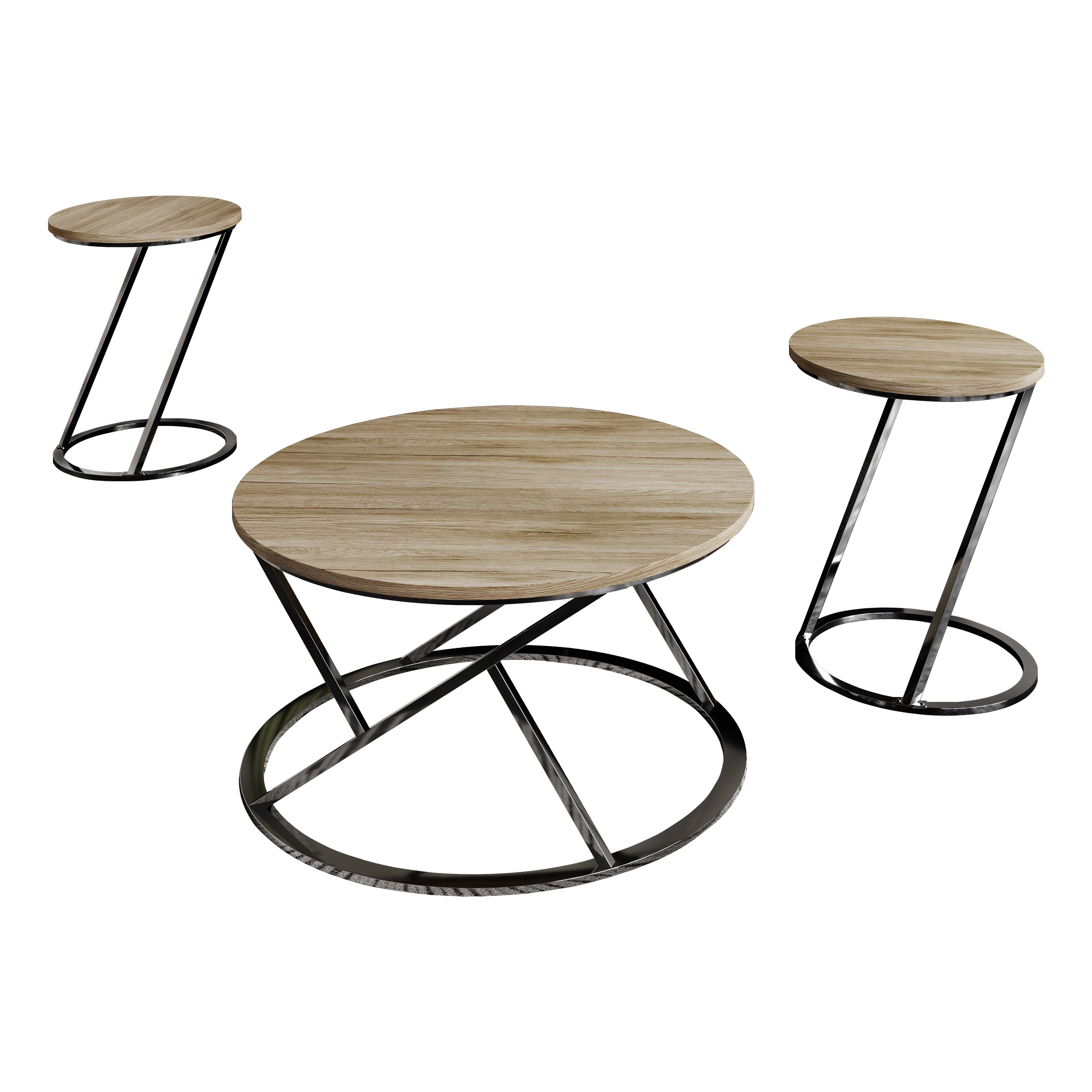 Castle Place Simple 3- Pieces Coffee Table Set, Brown Oak