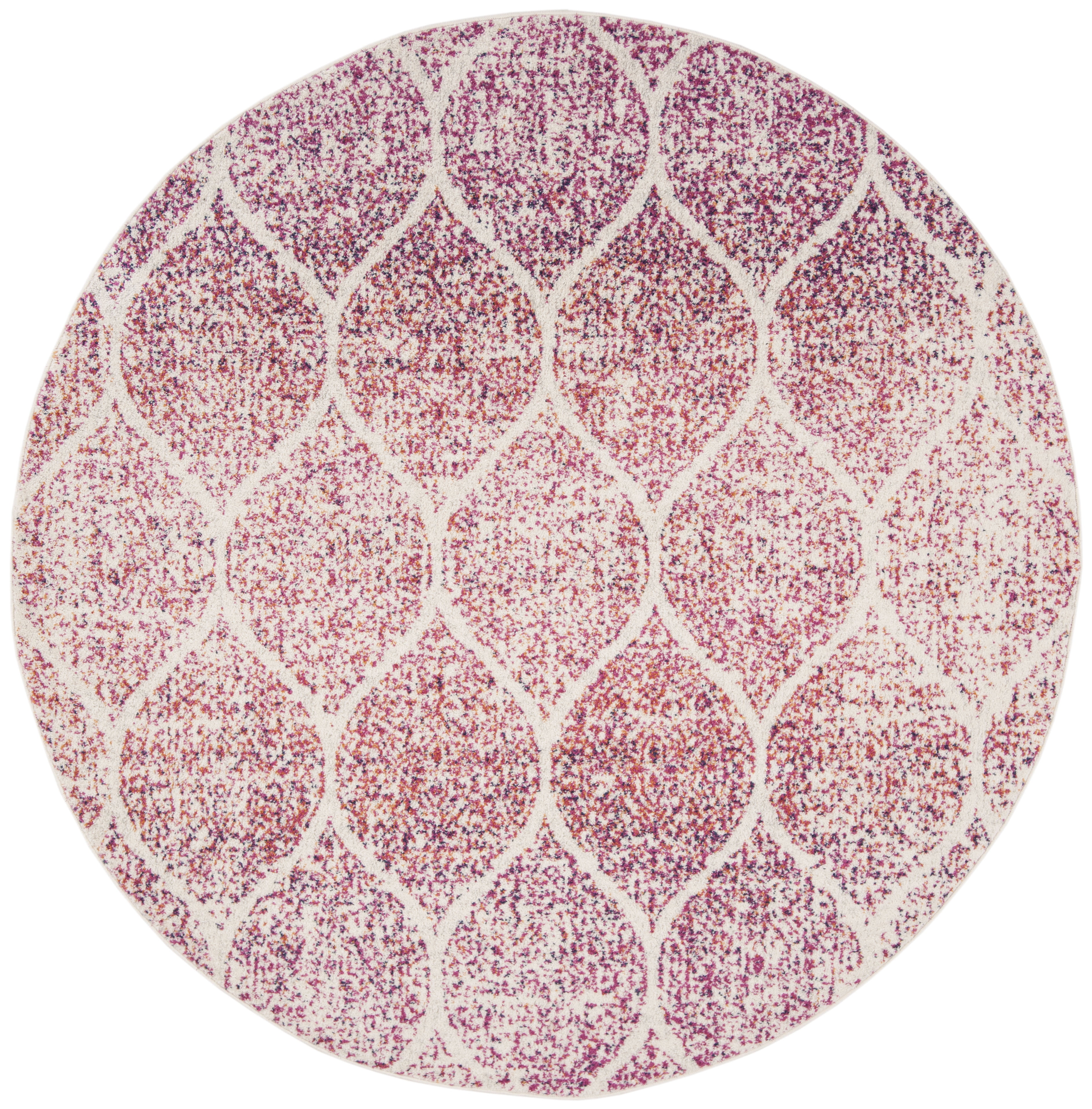 Safavieh Madison Leighton Geometric Area Rug, Cream/Fuchsia, 6'7" x 6'7" Round