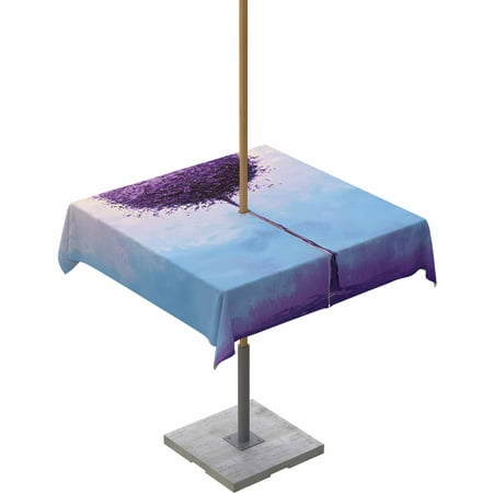 

Outdoor Tablecloth with Umbrella Hole & Zipper Purple Tree Square Tablecloth 54x54 Inch Abstract Gradient Blue Sky Watercolor Patio Table Cover Waterproof Table Cloth for Picnic/Party