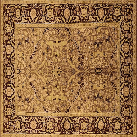 Ahgly Company Indoor Square Oriental Brown Industrial Area Rugs, 8' Square