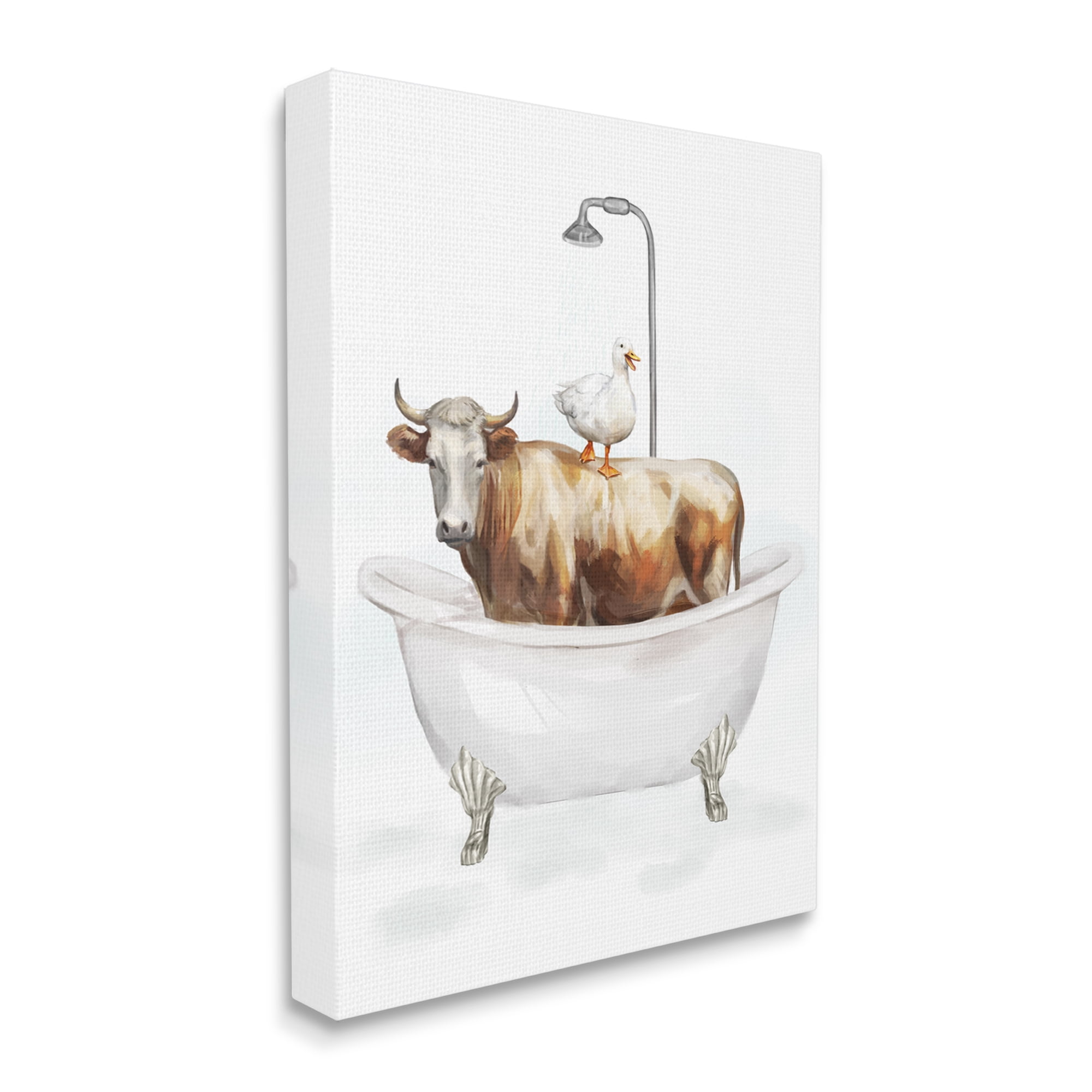 Stupell Industries Farm Animals Bathtub Animals & Insects Painting Gallery Wrapped Canvas Art Print Wall Art, 16 x 20