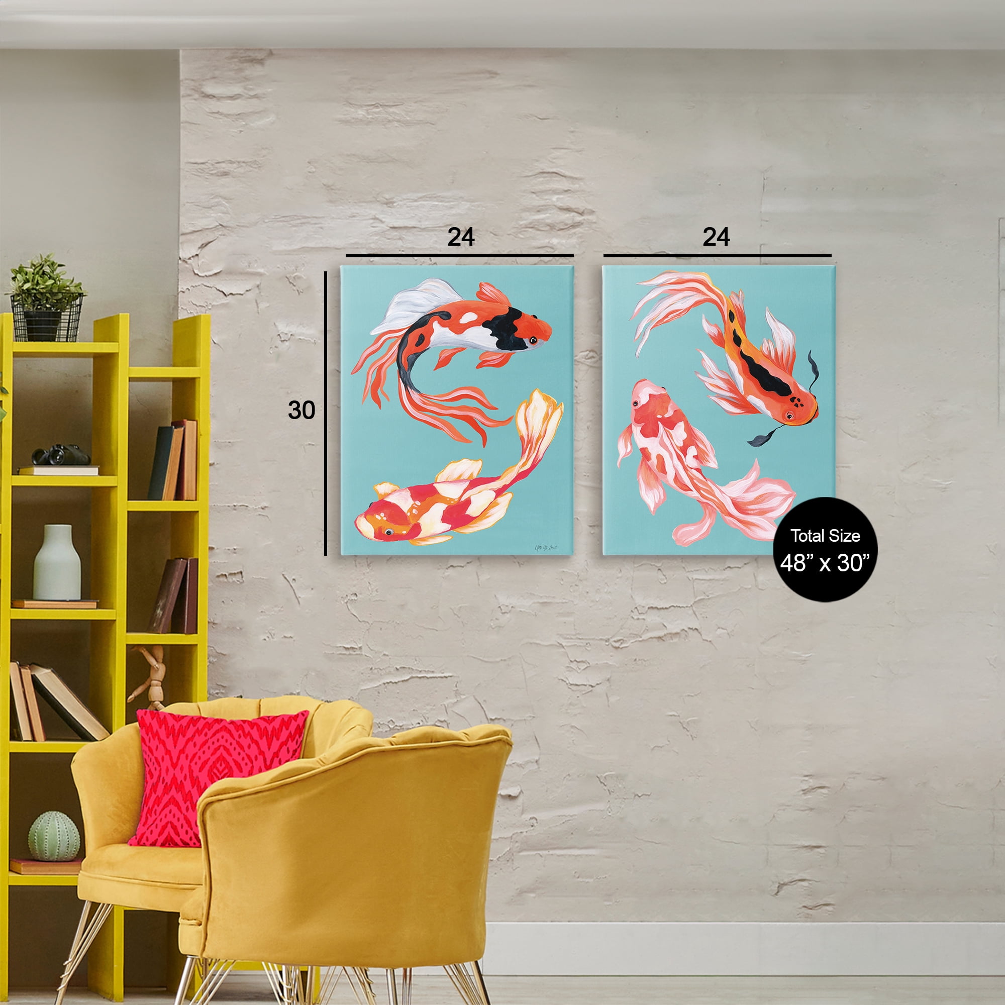 Stupell Industries Colorful Twin Koi 2 Piece Canvas Wall Art Set, design by Yvette St. Amant