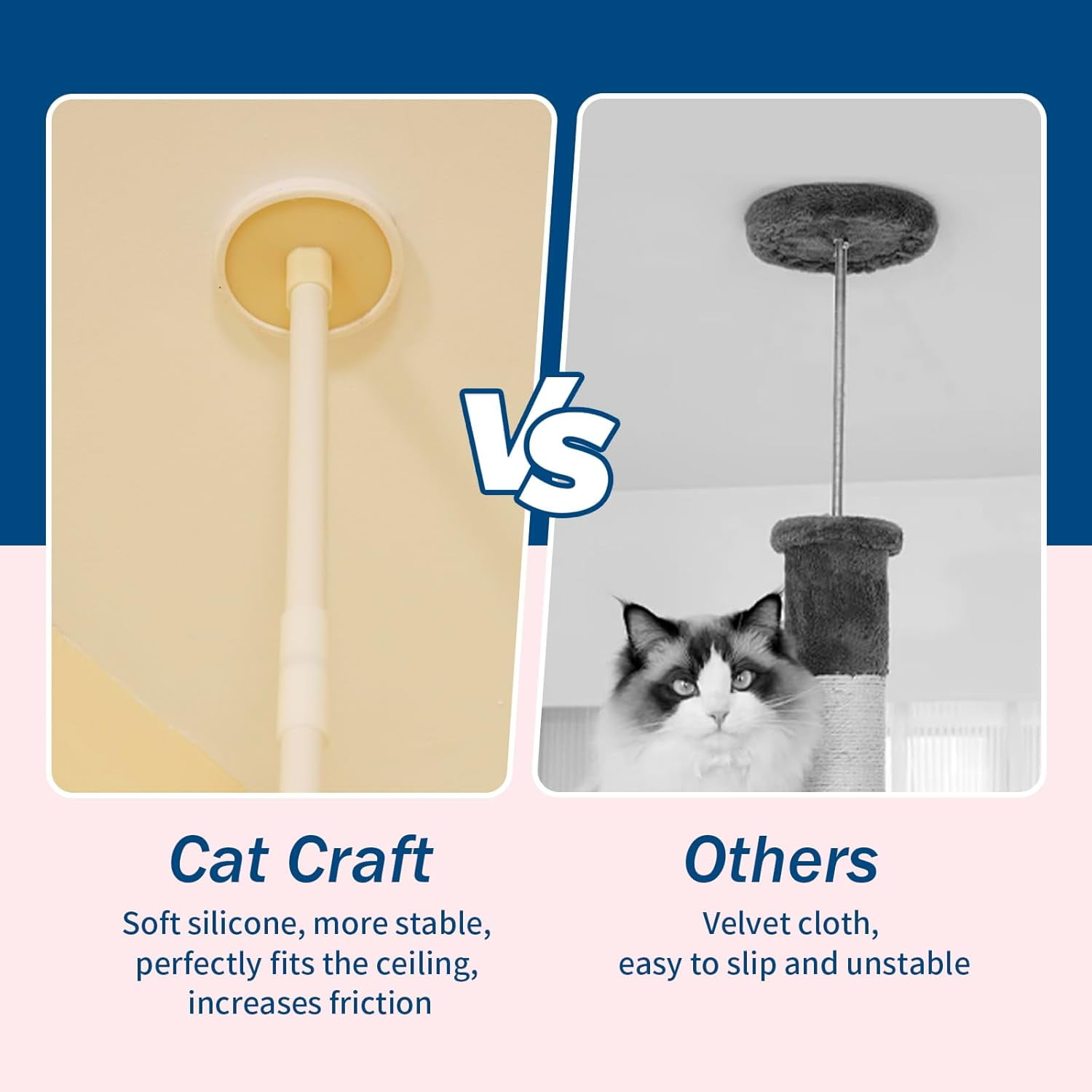 Cat Craft Floor to Ceiling Cat Tree Tower with 4-Tiers for Climbing, Adjustable to Fit 7.5-9 Foot Tall Ceiling, Charcoal
