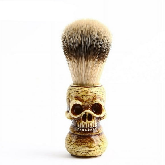 Cepillo de pelo de tejón con forma de calavera de resina, cepillo especial de imitación de pelo de tejón con forma de calavera, cepillo para barba para hombre