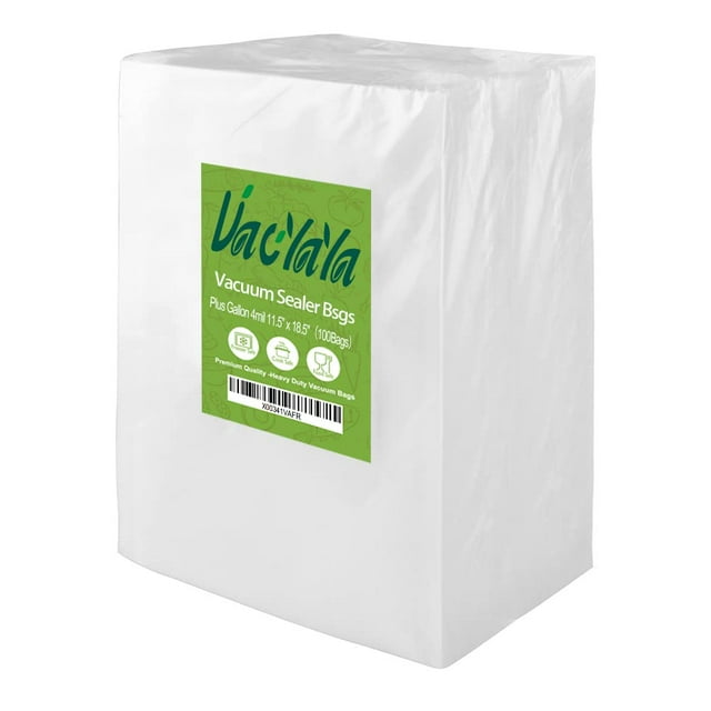 VacYaYa 100 Plus Gallon 4mil 11.5" x 18.5" Thick Vacuum Sealer Freezer Storage Machine Bags for Food,Vac Seal a Meal Bags with BP