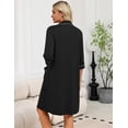 thumbnail image 4 of EKOUAER Zipper Robes for Women 3/4 Sleeve Housecoats Knee Length Bathrobe Lightweight Nightgown with Pockets, 4 of 6