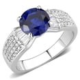 thumbnail image 1 of Women Rhodium Brass Ring with Synthetic in London Blue - Size 5, 1 of 1