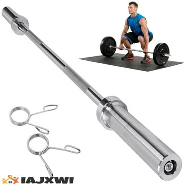 IAJXWI 4 ft Barbell Bar, Weightlifting Straight Bar, Olympic Barbell for Gym, Home Exercise, 2 Barbell Clamps