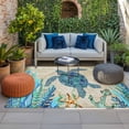 thumbnail image 2 of Teal Sea Turtle Coastal Outdoor Rug for Patio/Deck/Porch, Non-Slip Large Area Rug 6 x 9 Ft, Vintage Summer Beach Seaweed Indoor Outdoor Rugs Washable Area Rugs, Reversible Camping Rug Carpet Runner, 2 of 8