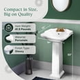 thumbnail image 3 of Cloakroom Small Pedestal Bathroom Sink 19" W White Grade A Porcelain Sink w/Overflow and Centerset Faucet Holes Renovators Supply, 3 of 13