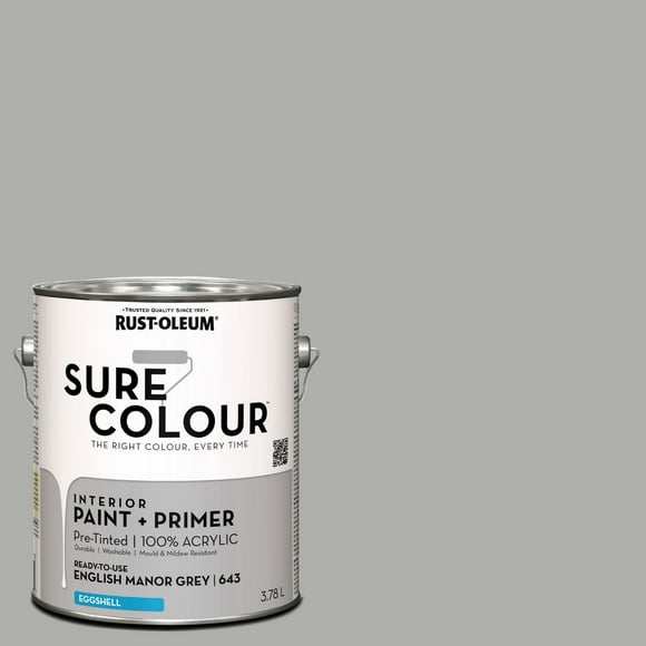 Rust-Oleum Sure Colour™ Paint + Primer, Interior Eggshell, English Manor Grey 3.78 L
