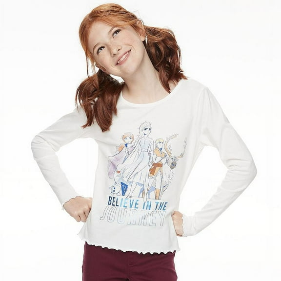 Disney's Frozen 2 Girls 7-16 Lettuce Edge Graphic Tee, Girl's, Size: Medium, White
