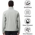thumbnail image 5 of Muvtei Men's Softshell Jacket Fleece Lined Waterproof Stand Collar Soft Lightweight Shell Rain Jacket Windbreaker Outdoor Hiking LightGrey-S, 5 of 8