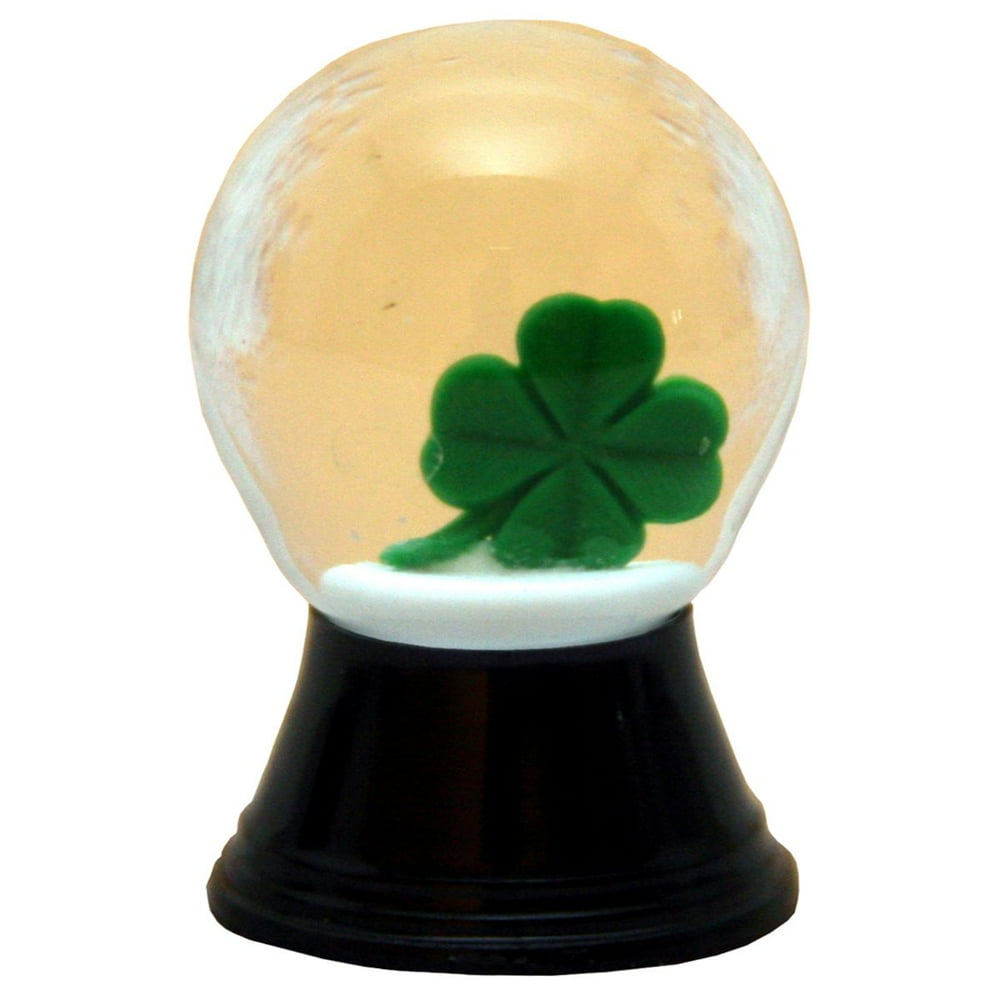 1.5" Black and Green Perzy Snow Globe Mini 4Leaf Clover Decoration