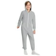 thumbnail image 2 of FAOWME Big Girls Boys Hooded Jumpsuits Long Sleeve Solid Color Zippers Comfortable Soft Romper Bodysuits For Daily Wear Light Gray 5-6 Years, 2 of 9