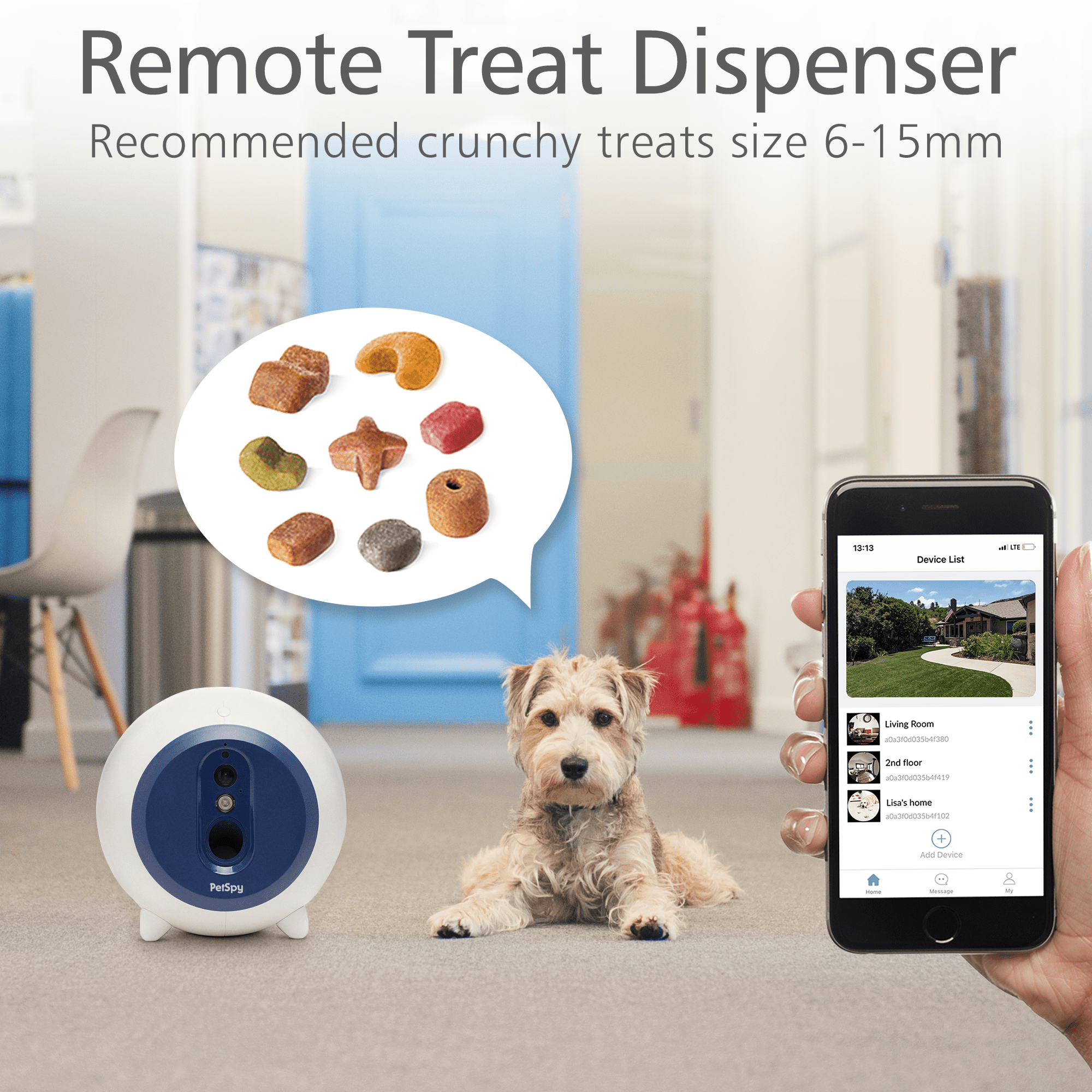 Pet Monitoring Camera Dog Treat Dispenser - CENGCEN Two-Way Audio HD WiFi  Dog Camera with 130 View, Remote Tossing App Compatible with Android/iOS,  Supports Cloud Storage, Night Vision, Wall Mounted