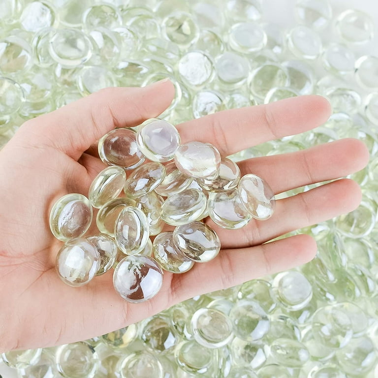 Galashield Blue Flat Glass Marbles for Vases Glass Gems Beads Pebbles Vase  Filler (1 LB, Approx. 100 PCS)