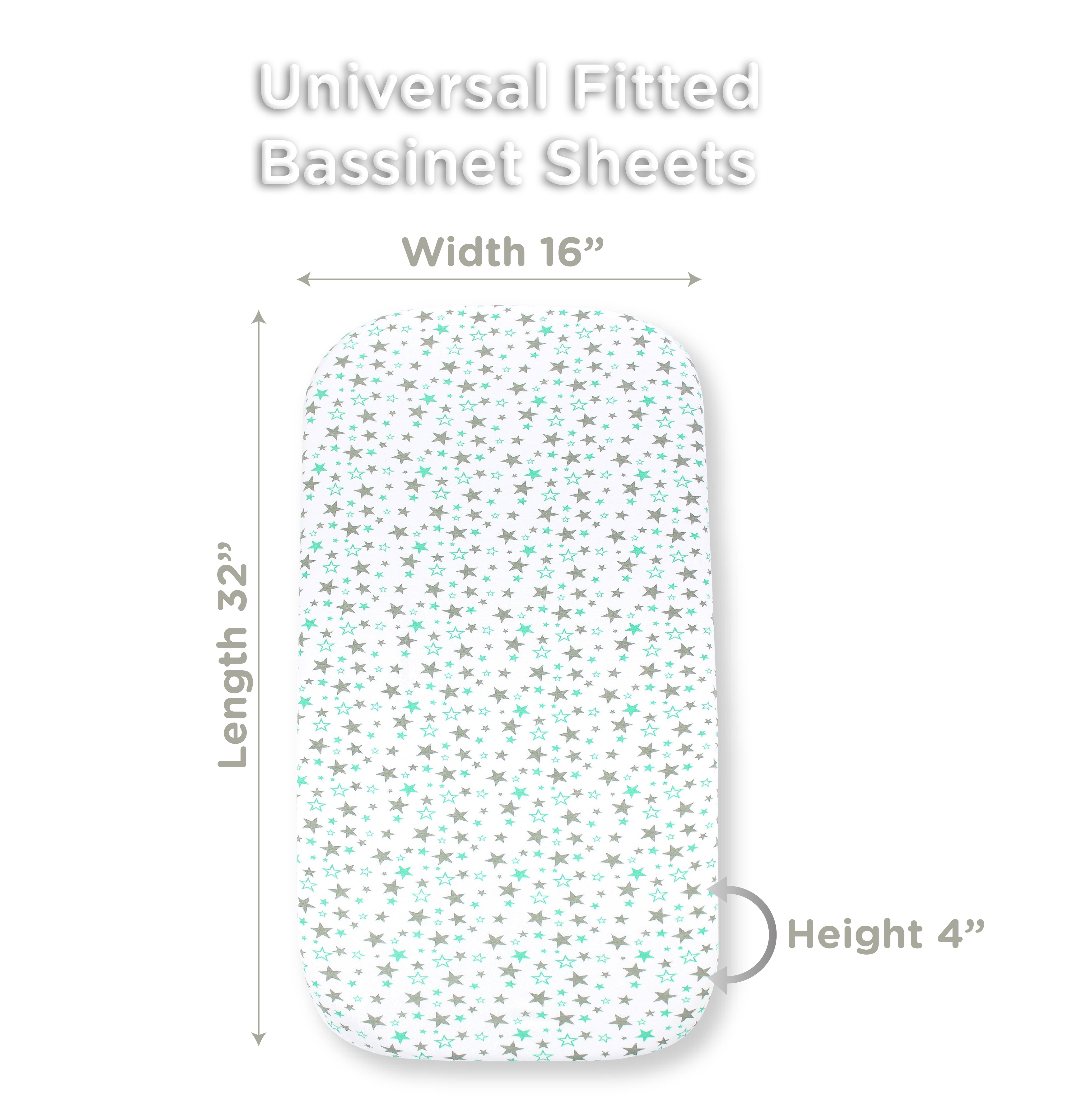 Baby Bassinet Sheet Set – 3 Pack - Keep Baby Happily Sleeping in Cold & Hot Weather w/ Ultra-Soft Universal Fitted Jersey Cotton Bassinet Sheets for Oval, Hourglass & Rectangle Bassinet Mattress