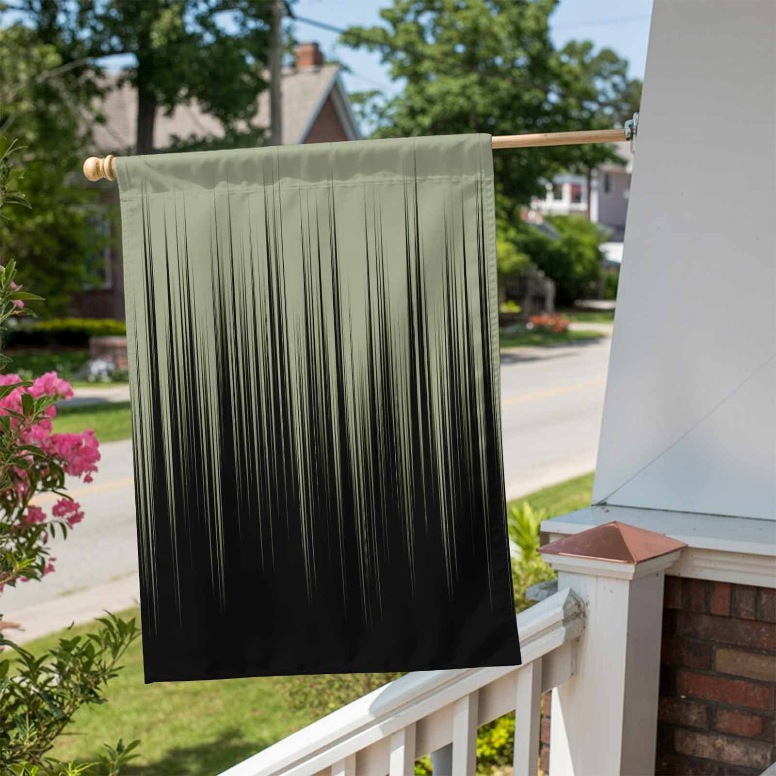 Black Green Ombre House Flag 28 x 40 Inches, Abstract Modern Lines Gradient Weather Proof Outdoor Patio Flags Double Sided Small House Decoration for Yard Lawn Outside Home