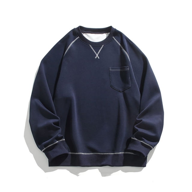 pstuiky mangas largas para hombre, Suéter deportivo informal de cuello redondo con bloques de color para hombre, suéter con bolsillo y manga larga, blusas de cuello redondo Tops de hombre xxxl