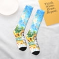 thumbnail image 4 of Daiia Sports Socks French Bulldog Sunflowers Bubbles Printed Novelty Crew Socks for Men Women Knee High Socks Cotton Socks Soft & Breathable Support Unisex Socks, 4 of 9