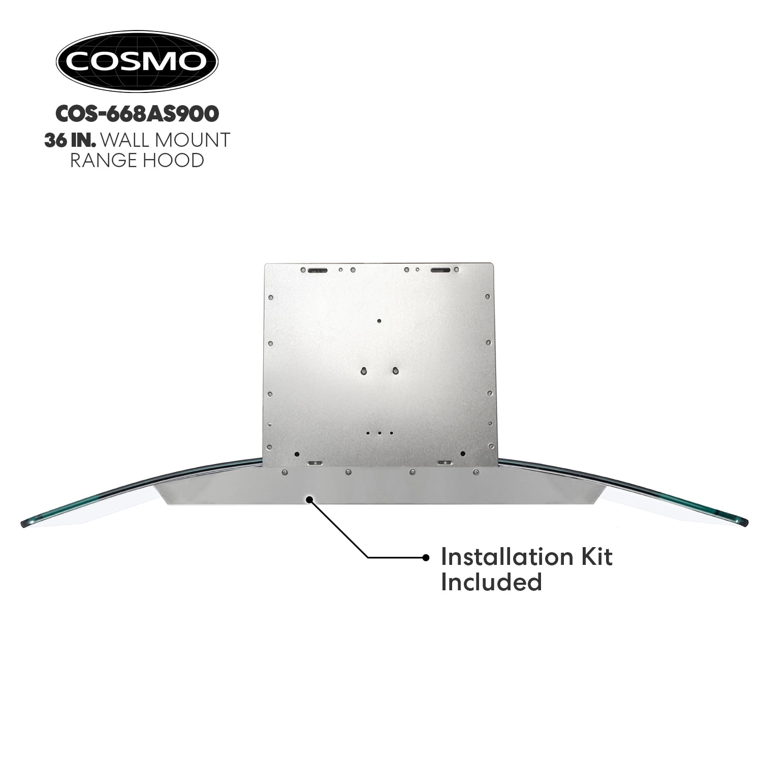 Cosmo 668AS900 36 in. 380 CFM Ducted Wall Mount Range Hood with Tempered Glass Visor and Permanent Filters